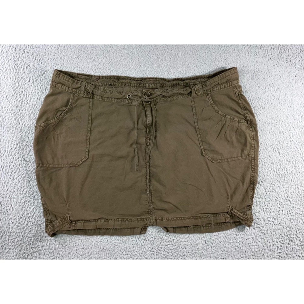 Utility Mini Skirt Women 5XL‎ Olive Drab Drawstring Casual Retro Outdoor y2k